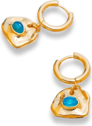 Classicharms Aria Gemstone Hoop Drop Earrings in Gold/sky Blue at Nordstrom