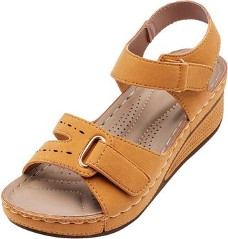 Generic Women Orthopedic Sandals with Arch Support, Comfort Wedge Sandals, Summer Comfortable Wide Fit Open Toe Wedge Sandal, Outdoor Anti Slip Platform Beach