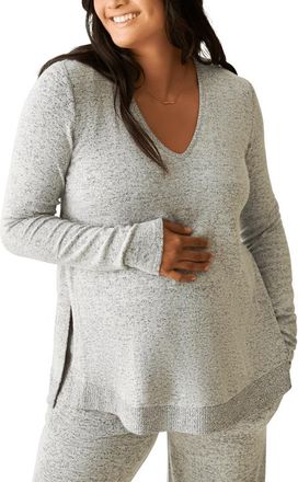 Kindred Bravely CozyKnit Maternity & Nursing V-neck Top in Grey Heather at Nordstrom, Size X-Large