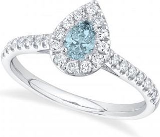 Allurez Pear-Cut Aquamarine & Diamond Engagement Ring 14K White Gold (0.52ct)