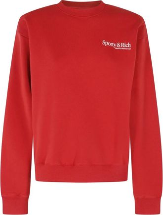 Sporty & Rich Modern Crewneck - Dames - Sweatshirts - Rood - M - Hoodies & sweatvesten