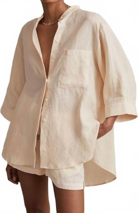 Reiss Winona Linen Button Down Shirt In Blush
