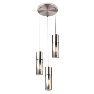 Netlighting Annika Cluster Pendant Ceiling Light Nickel Matt Glass Shade 3x E27 in Grey