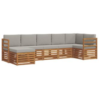 vidaXL Set Di Divani Da Esterno 7 Pz Grigio Naturale E Chiaro Vidaxl