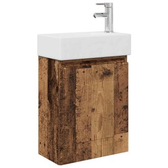 vidaXL M&oacute;dulo De Ba&ntilde;o Con Grifer&iacute;a Madera Envejecida Vidaxl