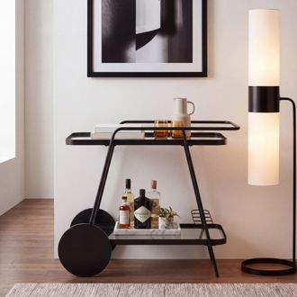 Safavieh Carros de servicio en metal/mdf/cristal, negro