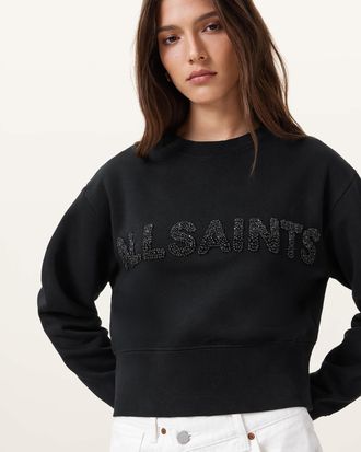 AllSaints Cotton Pearl Separo Sequin Sweatshirt, Size: XS