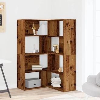 Berkfield Home Elegant Corner Bookcase 4-Tier Old Wood 85x85x140 cm Engineered Wood in Brown | Size: 85 x 85 x 140 cm