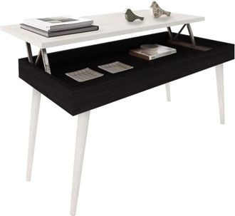 HOGAR 24 Mesa Centro Elevable Madera Color Negro y Blanco