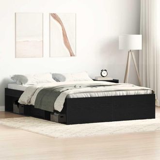 Berkfield Home Bed Frame without Mattress Black Oak 140x190 cm Engineered Wood in Brown