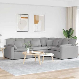 vidaXL Vidaxl - Divano Modulare con Cuscini in Tessuto Grigio Nuvola