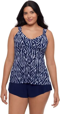 Trimshaper Lily V-Neckline Tankini Swimsuit Top in Moroccan Maze at Nordstrom, Size 12