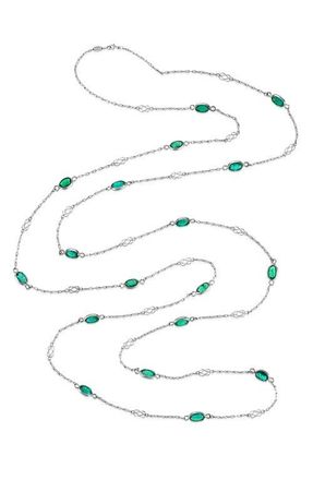 Mindi Mond Emerald Gatsby Chain Necklace in 18K White Gold at Nordstrom, Size 39