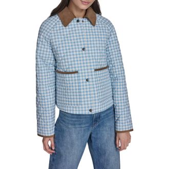 Levi's Quilted Barn Jacket in Light Blue/White Gingham at Nordstrom, Size X-Large