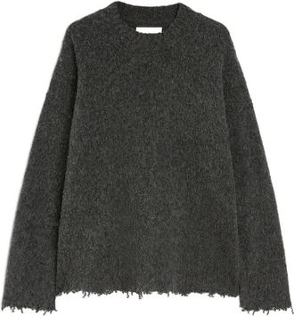 Jil Sander Maglione in lana spazzolata con orli sfrangiati - Grigio