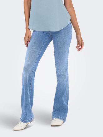 Only Bootcut-Jeans ONLY ONLPOWER MID WAIST PUSH UP FLARED DNM, Damen, Gr. XL, L&auml;nge 30, special bright blau denim, Denim/Jeans, Obermaterial: 92% Baumwolle