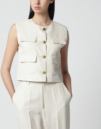 P.A.R.O.S.H. Gilet in misto lino color sabbia