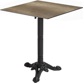 Oviala Mesa de bistro de jard&iacute;n cuadrada inclinable 60 cm roble ahumado