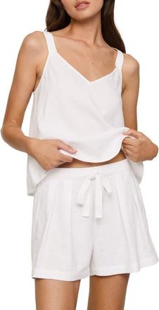 Eberjey Relaxed Tie Waist Linen Blend Shorts in White at Nordstrom, Size X-Large