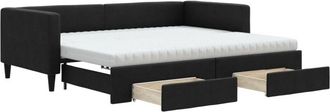 vidaXL Vidaxl - Sof&aacute; Cama Nido Con Cajones Tela Negro 90x200 Cm