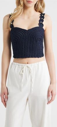 Ciebon Atalia Braid Detail Cotton Tank in Navy at Nordstrom, Size X-Small