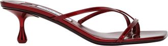 Jimmy Choo London Bruids Mid Sandaal - Dames - Muiltjes - Rood - 40 1/2 EU - Schoenen