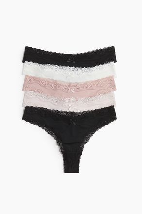 H&M 5er-Pack Brazil Slips aus Mikrofaser und Spitze - Schwarz