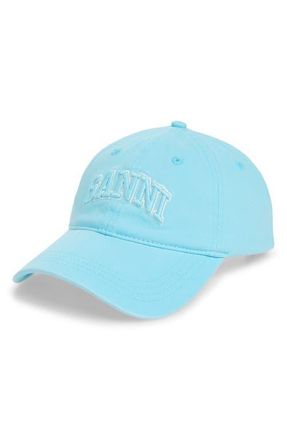 Ganni Washed Cotton Canvas Baseball Cap in Iced Aqua at Nordstrom