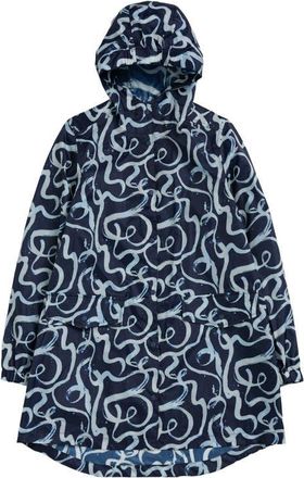 Seasalt Cornwall Packable Waterproof Hooded Raincoat in Ink Strokes Maritime at Nordstrom, Size 12-14
