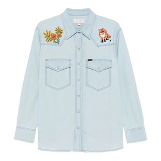 Filson Overhemden, Dames, Blauw, XL, Katoen, Geborduurde Western Shirt