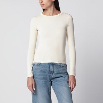 Flore Flore T-shirt a maniche lunghe Max in cotone biologico bianca