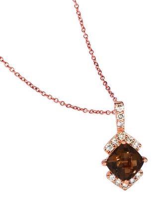 Le Vian 14K Rose Gold 1.59 Ct. Tw. Diamond & Smoky Quartz Pendant Necklace