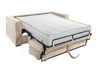 Vente-Unique Sof&aacute; cama de 4 plazas de apertura r&aacute;pida de pana topo - Somier de l&aacute;minas anchas de 160 cm - Colch&oacute;n viscoel&aacute;stico de 22 cm LORETO