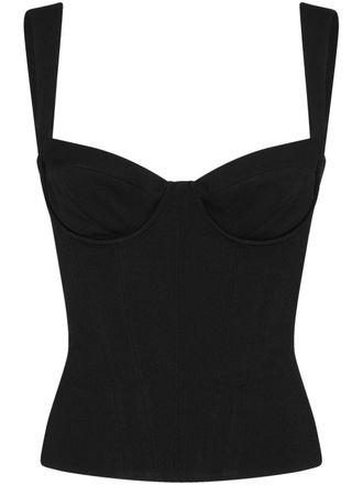 Dsquared2 corset-style logo-plaque top - women - Polyester/Silk/Acetate/Viscose - 38 - Black