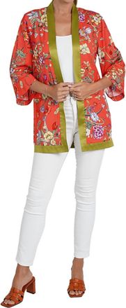 Love Token Toma Floral Kimono In Coral