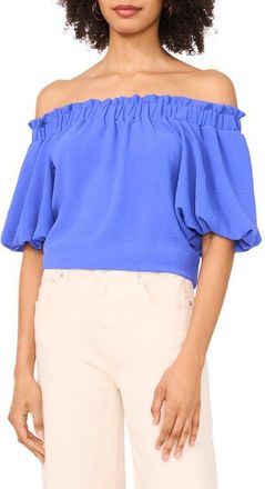Vince Camuto Print Off the Shoulder Puff Sleeve Top in Dazzling Blue at Nordstrom, Size X-Large P