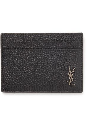 Saint Laurent Tiny Cassandre Logo-Appliquéd Full-Grain Leather Cardholder