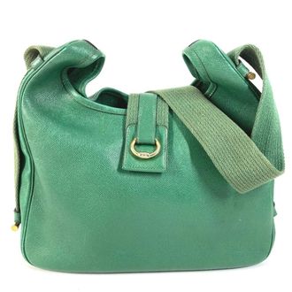 Herm&egrave;s Green Courchevel Leather Shoulder Bag Tote Bag (Pre-Owned)
