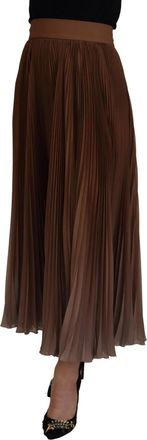 Dolce & Gabbana Beige Longuette Plisse Chiffon Midi Womens Skirt (Pre-Owned)