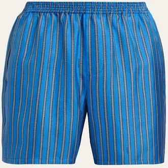 Versace Mens Meander Print Silk Shorts