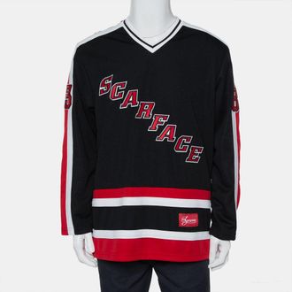 SUPREME Black Scarface Embroidered Synthetic Paneled Hockey Jersey
