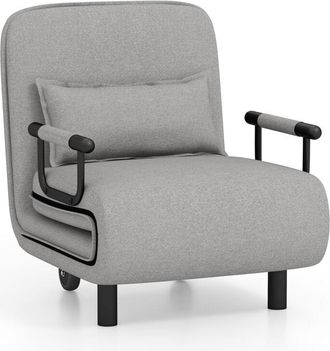 Costway 3-in-1 Convertible Sofa Bed Sleeper Chair w/Lumbar Pillow-Light Gray