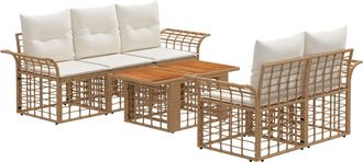 vidaXL Conjunto De Sof&aacute;s De Jard&iacute;n 6 Uds. Natural Y Crema Vidaxl