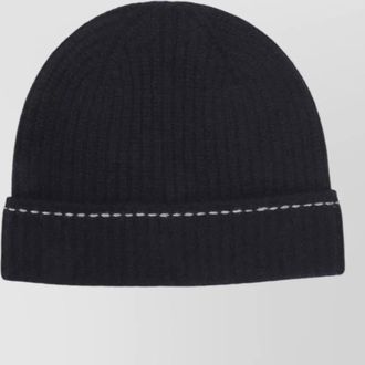 Kiton rib knit cashmere beanie contrast brim
