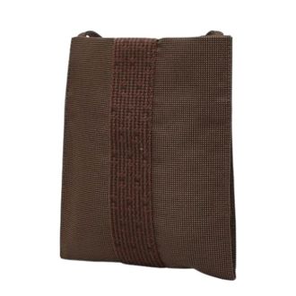 Herm&egrave;s Pre-owned Herline Canvas Shoulder Bag - Dames - Pre-owned - Bruin - Maat: ONE Size