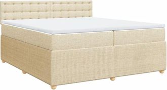 vidaXL Cama Box Spring Con Colch&oacute;n Tela Color Crema 200x200 Cm Vidaxl