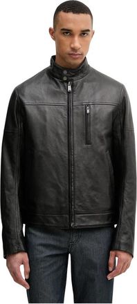 Trussardi Leren bikerjack met vulling - Heren - Leren en Su&egrave;de Jassen - Zwart - 2XL - Leer - Jassen