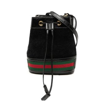 Gucci Pre-owned Gucci Mini Suede and Patent Web Ophidia Bucket Bag Ladies 550620.213317