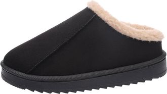 Generic Fluffy Slippers for Women Warm Winter Memory Foam Slippers Ladies House Faux Suede Comfortable Soft Fleece Lined Slipper Womens Anti-Skid Rubber Sole 