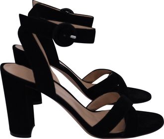 Gianvito Rossi Frida Ankle Strap Sandals in Black Suede